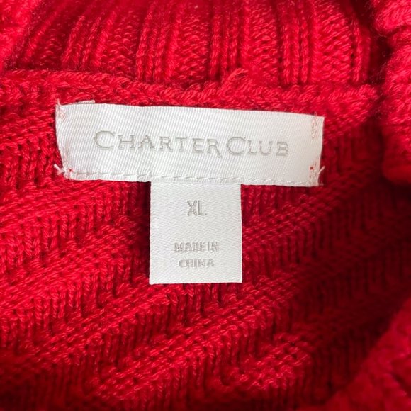 Charter Club Mixed-Stitch Mock-Neck Sweater Ravishing Red Size XL - E19 - Picture 9 of 11